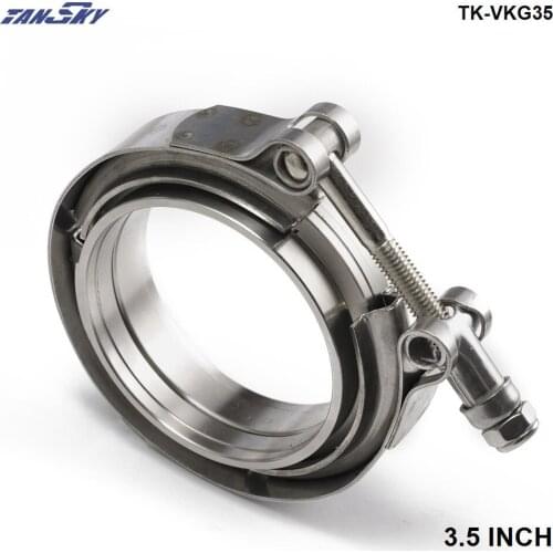 3.5" V-Band Kit Heavy Duty Clamp Flange Set for Exhaust Downpipe Turbo Dump Pipe TK-VKG35