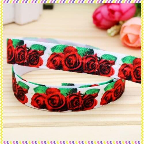 5/8'' Free shipping Fold Elastic FOE rose printed headband headwear hairband diy decoration wholesale OEM P4447