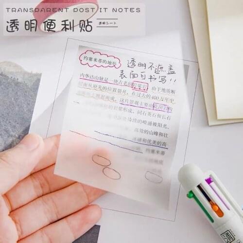 50 Sheets Waterproof PET Transparent Memo Sticky Note Paper Daily To Do It List Paperlaria School Office Stationery Supplies