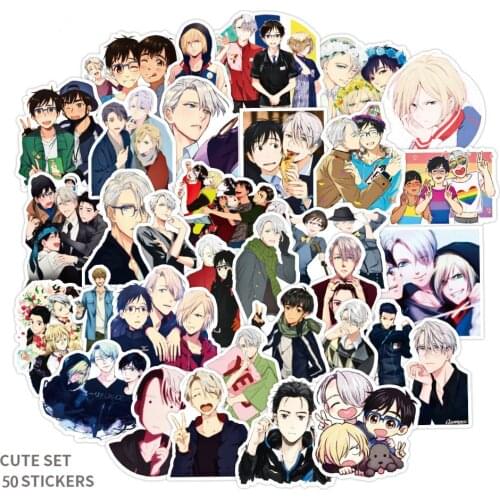 50pcs YUR on ICE Anime Stickers Graffiti Decals Sticker PVC Waterproof Car Sticker For Laptop Luggage Guitar Suitcase Skateboard