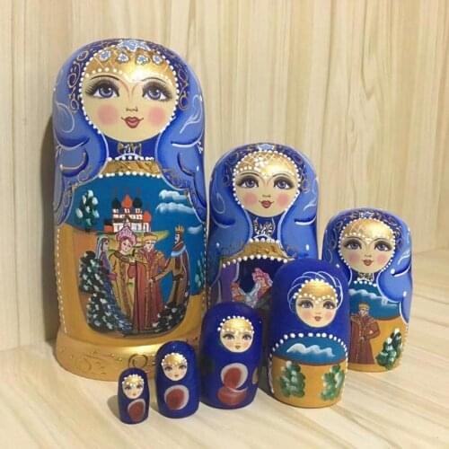 7pcs Russian Matryoshka Nesting Doll Girls Basswood Hand Painted Decor Gift