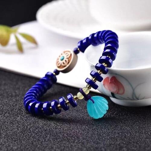 Lapis Lazuli bead Bracelet Natural Crystal Stone Blue Jewelry for Women for Summer