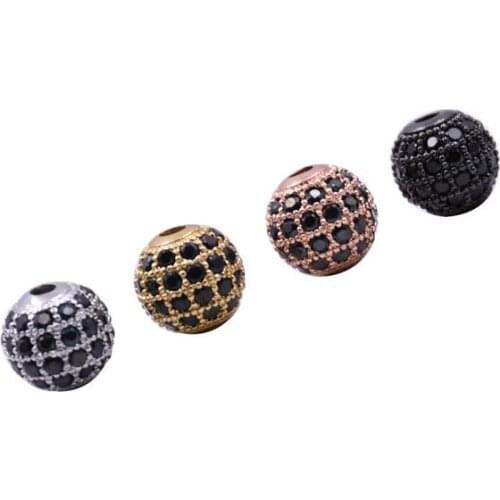 4 Color Beads & Jewelry Micro Pave Zircon 8mm Disco ball DIY Bracelet Accessories Copper Brass DIY Jewelry