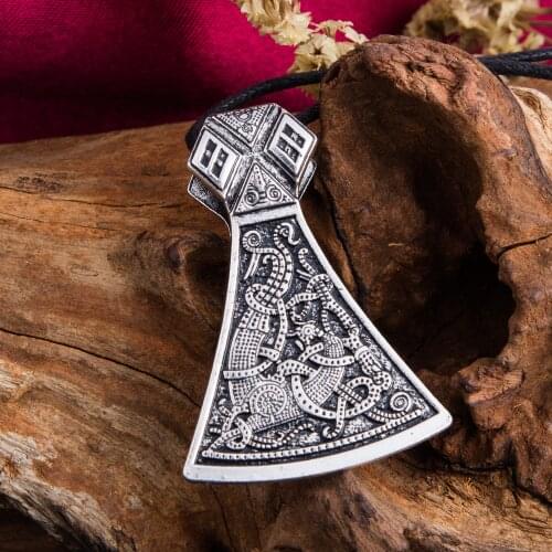 My Shape Slavic Thor Hammer Viking Axe Perun Pendant Necklaces Viking Amulet Men and Women Jewelry