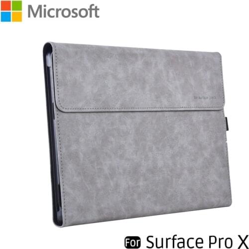 2020 Suede PU Leather Flip Case Laptop Tablet Folio Cover Sleeve for Microsoft Surface Pro X 13 inch Stand Holder slot men bag