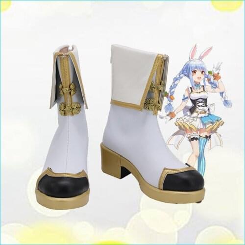 CosplayLove Hololive Youtuber Vtuber Usada Pekora White Cosplay Shoes Long Boots Leather Custom Hand Made For Halloween