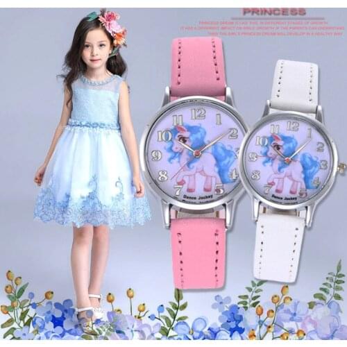 Childrens cartoon watches, cute boys and girls pointer unicorn watches