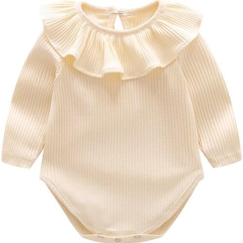 0-2 Years Old Newborns Baby Fall Winter Rompers 2021 New Autumn Infant Knitted Sweaters Clothes Girl Boy Ruffles Collar Jumpsuit