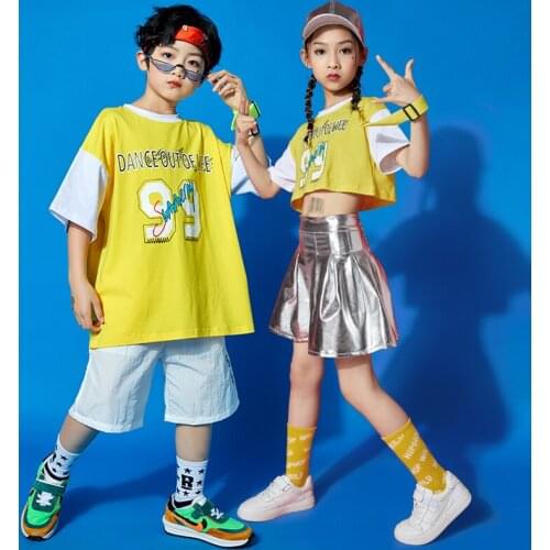 Kids Cheerleaders Team Costume Boys Hip Hop Dancing Clothes Girls Jazz Dancing Practice Wear Sports Meeting Class Service YS1495