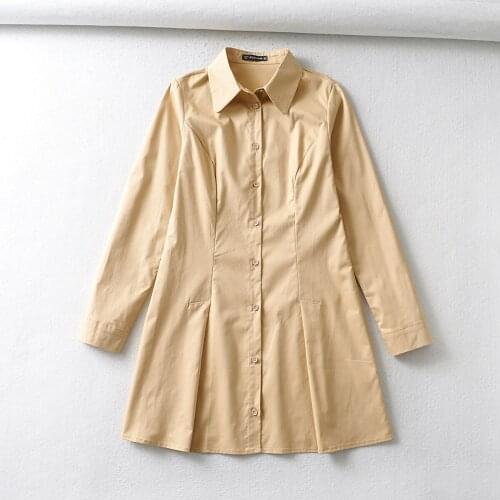 Elegant Shirt Collar Long Sleeve Midi Shirt Dresses DLQZ271