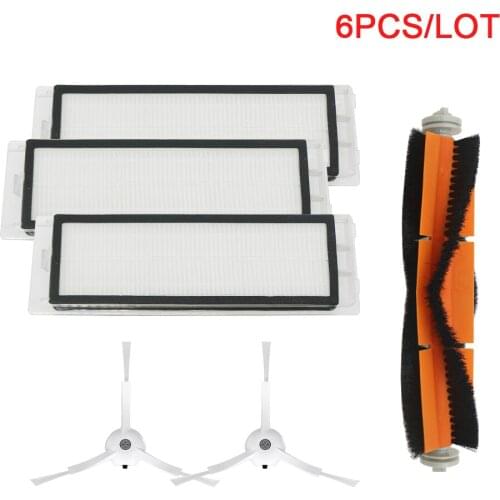 3PCS HEPA filter+1PC main brush+2PCS side brush for Xiaomi Mi Robot roborock S50 S51 s55 T4 T6 T7 T60 Vacuum Cleaner