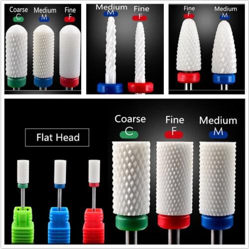 3/32'' Ceramic Nail Art Drill Bit Rotate Burr Milling Cutter Bits For Manicure Pedicure Tools Electric Nail Drill Accessories