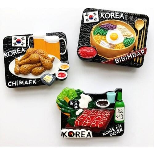 Handmade Painted Korea Stone Pot Bibimbap Barbecue 3D Fridge Magnets Tourism Souvenirs Refrigerator Magnetic Stickers Gift