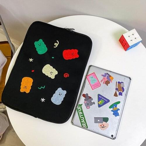 Korean Cartoon Laptop Sleeve Ins Ipad Case Bag for IPad Pro 9.7 10.2 11 13Inch Cute Embroidery Inner Bag IPad Air Pouch For Girl