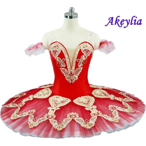 Adult Red Pancake Tutu La Esmeralda Red Gold Classical Ballet Stage Dance Costume Professional Ballet Tutu Platter for women