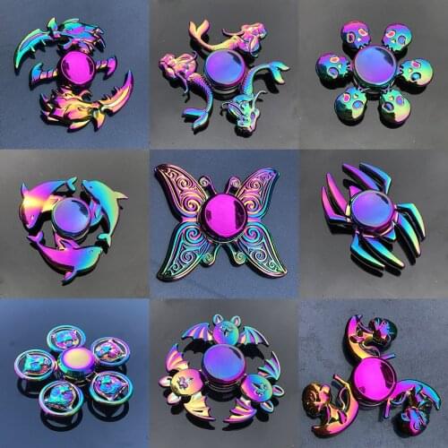 Colorful Zinc Alloy Metal Animals Hand Fidget Toys Spinner Bearing Finger Spinner Hand Relieves Stress Toy Flip Fidget