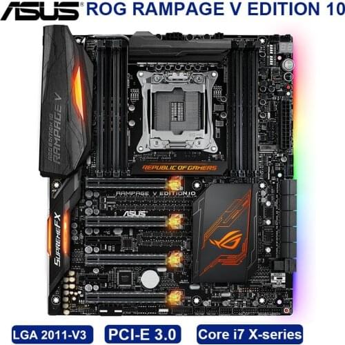 ASUS ROG RAMPAGE V EDITION 10 Original Motherboard X99 Socket Core i7 LGA2011 V3 DDR4 128GB PCI-E 3.0 Desktop Mainboard PC Used