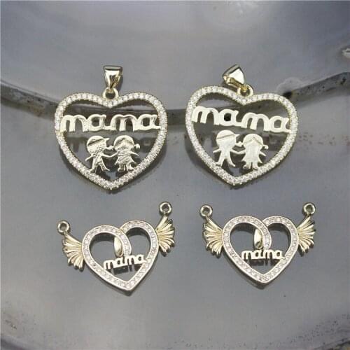 24mm 20pcs/lot fashion colorful cz pendant,moms love theme cubic zircon charm,jewelry wholesale bracelet/necklace accessories