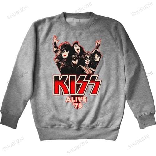 New arrived men hoodie autumn hoodies Kiss Band - Alive 75 men cotton black sweatshirts unisex sweatshirt men hoody euro size