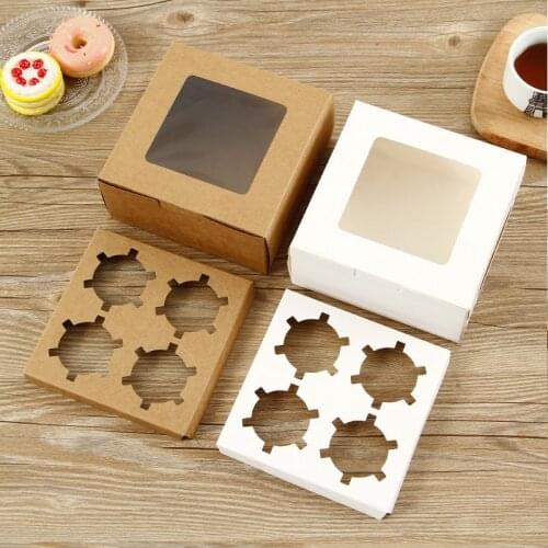 Gift Boxes Packaging Kraft Paper With PVC Clear Window Candy Chocolate Cookies Cake Boxes Wedding Birthday Party Supplies