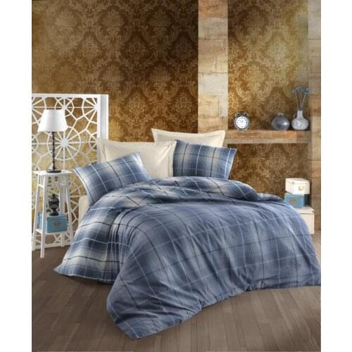 Duvet Cover World Ranforce Double Personality Duvet cover Plaid Navy Blue