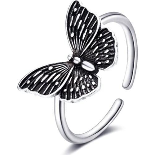Hollow butterfly rings for women korean style simple decorations for girls vintage aesthetic women accessories adjustable ring