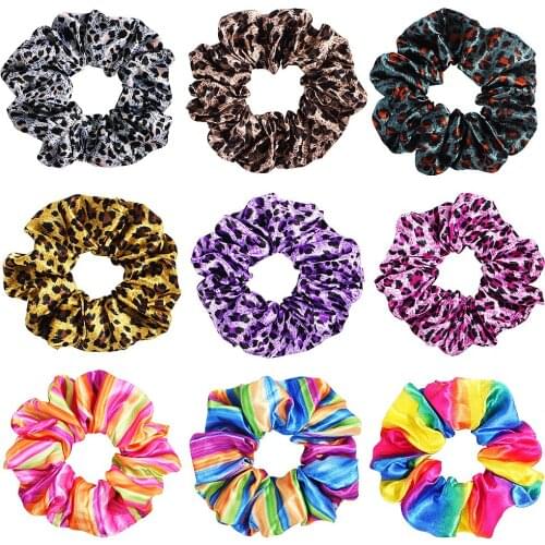 CN European and American Fruit Large Scrunchie Leopard Elastic HairBand For Women Hair Ties Strawberry Pineapple Headband Girl