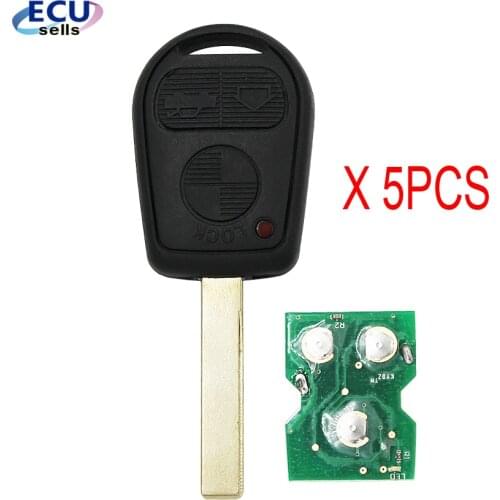 5PCS X 3 Button Smart Remote Key 315MHZ/433MHZ ID44 Chip 7935 for BMW 3 5 7 X5 X3 Z4 E38 E39 E46 HU92 Blade