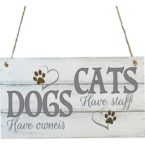 Dog cat Tags Rectangular Wooden Pet Tag Dog Accessories Lovely Friendship Animal Sign Plaques Rustic Wall Decor Home Decoration