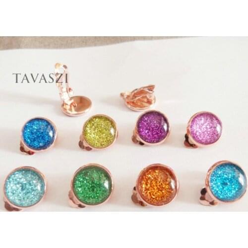 New Exclusive customization-- 1Pair/lot 12mm pad rose gold earring clip & glass beads new fashion jewelry findings--color option