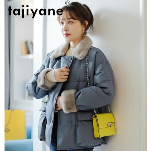 Real Jacket Sheepskin Women White Duck Down Coats Woman Natural Mink Fur Collar Parkas Female Cloth Femme Veste TN1152