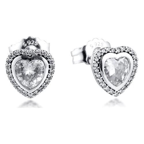CKK Earring Sparkling Love Stud Earrings Sterling Silver Fshion Jewelry 100% 925 Silver Women Brincos Pendientes Aretes