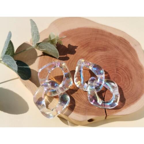 QUMENG Vintage Fashion Resin Earrings for Women Big Long Geometric Transparent Chain Acrylic Drop Earring for girl Party