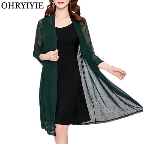 OHRYIYIE Plus Size 4XL New Summer Cardigan Sweater Women Poncho 2021 Casual Long Sleeve Hollow Knit Sweater Lady Oversize Coat