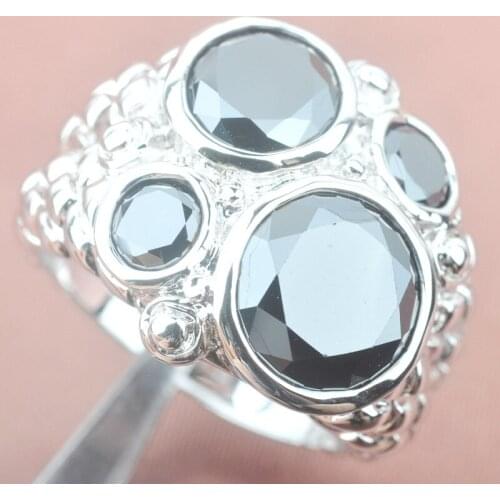 Huge Deisgn Black Cubic Zirconia Silver Plated For Women Jewelry Rings Size 6 7 8 9 SA020