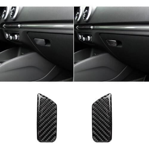 10pcs Carbon Fiber Co-pilot Storage Box Handle Bowl Cover Trim Car Styling Stickers For Audi A3 S3 2014-2019 Accessories