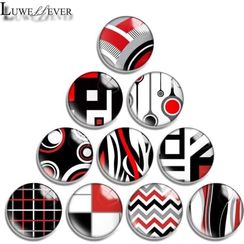 12mm 14mm 16mm 20mm 25mm 30mm 673 Geometry Mix Round Glass Cabochon Jewelry Finding 18mm Snap Button Charm Bracelet