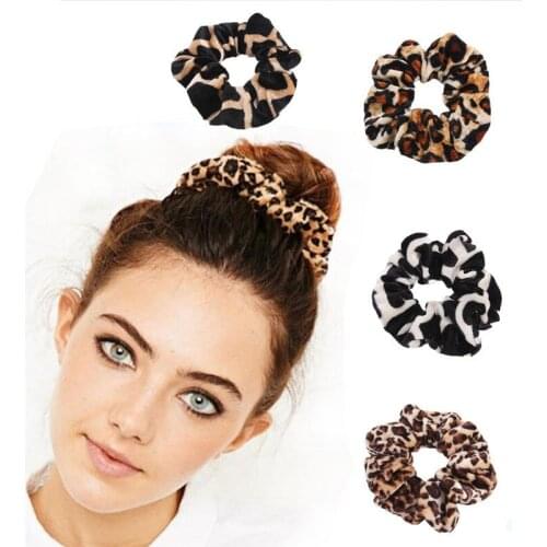 200pcs/lot DIY Simple Multi Pleuche Lint Leopard Hair Band Elasticity Rubber Band Hair Styling Tools Accessories HA1362