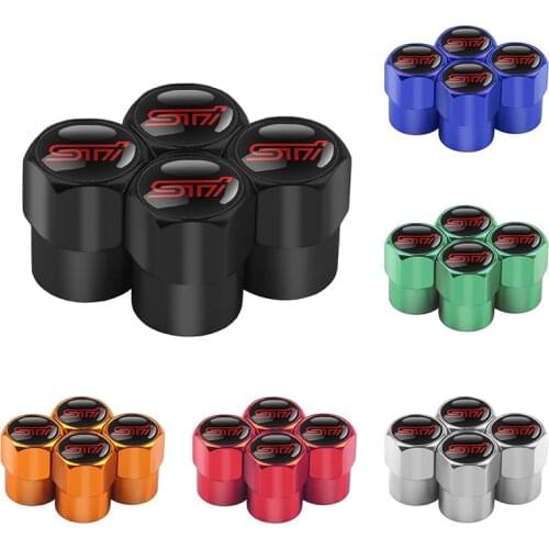 4pcs STI logo Wheel Tire Valve Stems Caps For Subaru STI Legacy Forester Outback Rally WRX WRC Impreza Car Styling