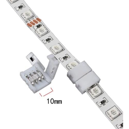 5PCS Solderless Clip-on Coupler Connector 4pin RGB 10mm 5050 LED Strip Light