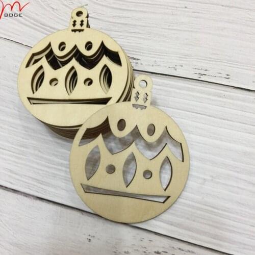 50pcs Merry Christmas Wooden Round Baubles Tags Christmas Balls Decorations Art Craft Ornaments Christmas DIY New Year Decors