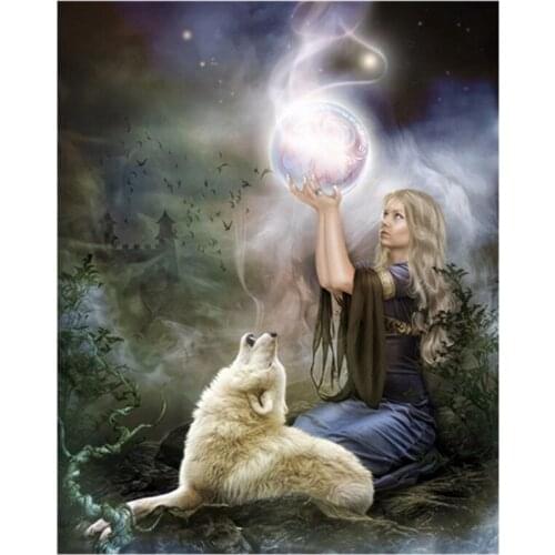 DIY Diamond Painting Full Diamond Wolf And Beauty Cross Stitch Decorative Painting Home Decoration Mural