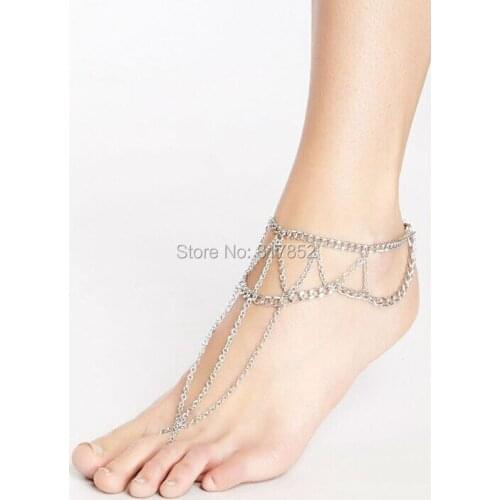 FREE SHIPPING New Style L54 Women Fashion Silver Chain Anklet Chunky Chain Jewelry 3 colors
