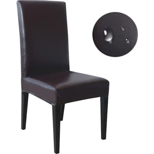 PU Leather Fabric Solid Color Chair Cover Waterproof Dining Seat Chair Covers Hotel Banquet Wedding Seat Covers Chair Protector