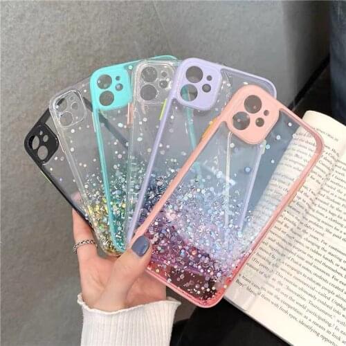 Bling Glitter Stars Phone Cases For Huawei P30 Lite Clear Back Cover For Huawei P40 Lite Y5P Y6P Y7P 2020 Y6 2019 Soft case