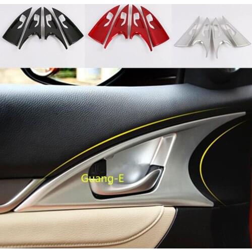 For Honda civic 10th sedan 2016 2017 2018 2019 Car Cover Trim ABS Matte/Carbon Fiber Door Inner Handle Bowl Frame Hoods 4pcs