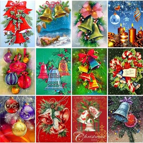 Evershine Diamond Painting Christmas Bells Beaded Rhinestones Diamond Mosaic Full Drill Square Cartoon Cross Stitch Wall Decor