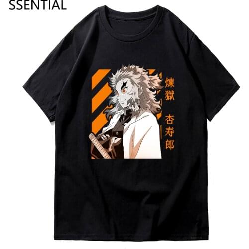 Kimetsu No Yaiba T Shirt Men Casual Cotton Demon Slayer T-Shirt Male Harajuku Kawaii Tanjiro Tee Shirt Rengoku Kyoujurou Tshirt