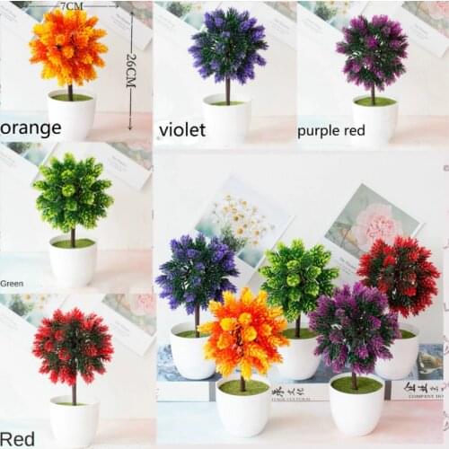 1PC Artificial Green Plants Bonsai Simulation Plastic Small Tree Pot Simulation Plant Potted Ornaments Home Table Garden Decor