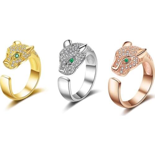 Ring, fashionable new style, fashionable jewelry, AAA grade zircon temperament leopard pattern couple ring factory direct sales